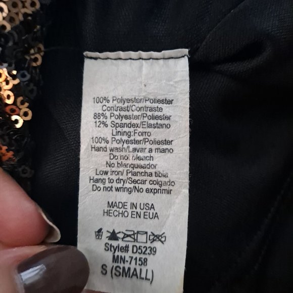 Truth or Dare Lulus Black and Gold Long Sleeve Sequin Dress size S - Picture 8 of 8